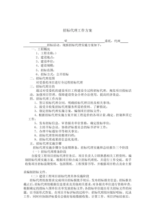 招标代理工作方案 