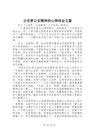 公安梦公安精神的心得体会五篇