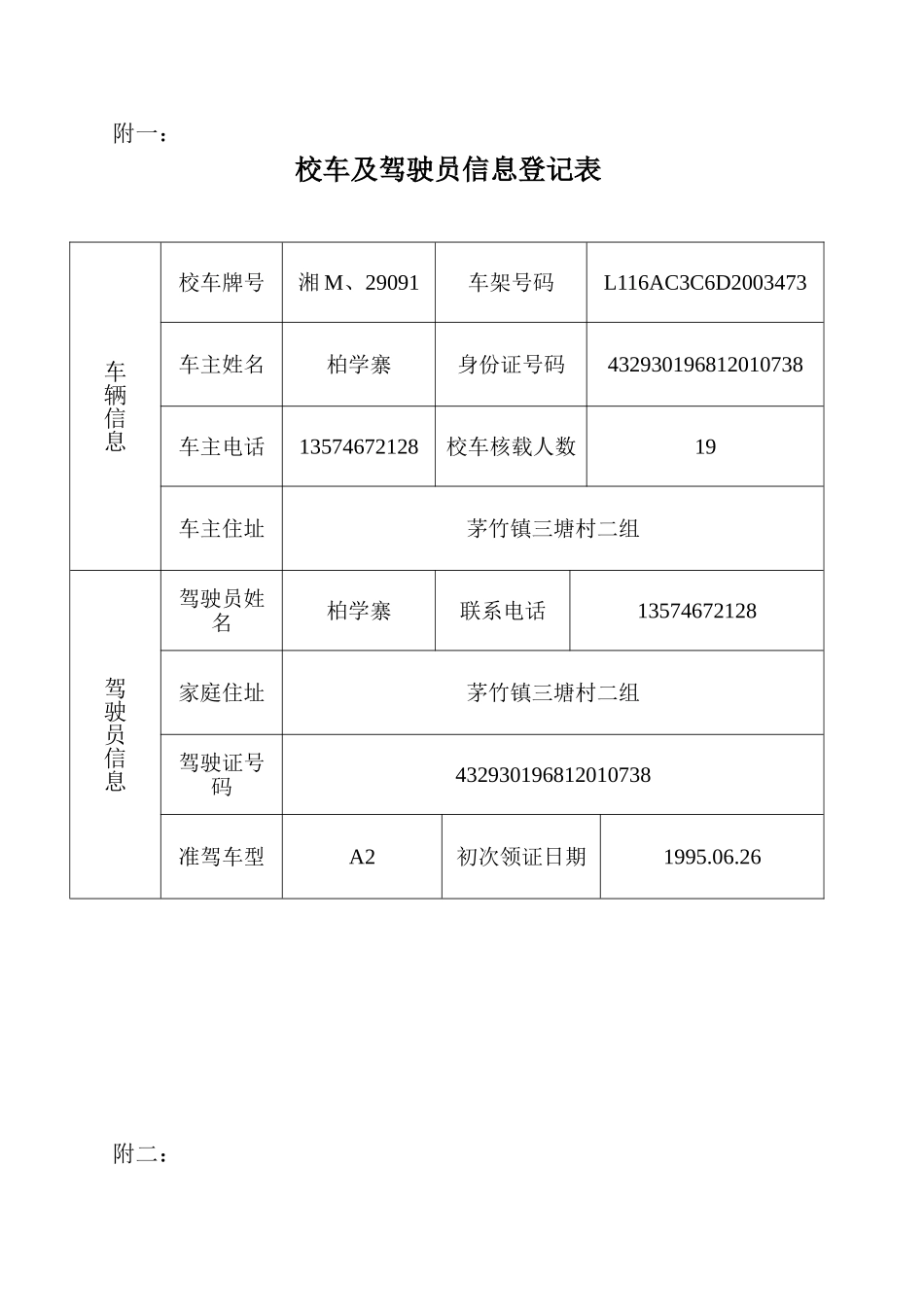 校车及驾驶员信息登记表2013[1]912_第1页