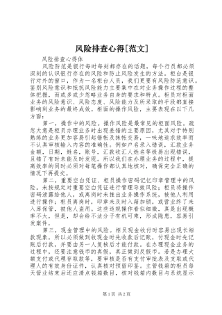 风险排查心得[范文]