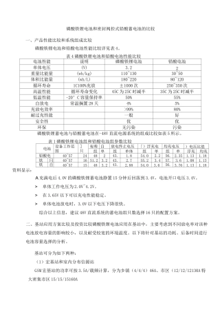 铁锂电池与铅酸对比