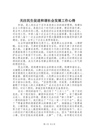 关注民生促进和谐社会发展工作心得