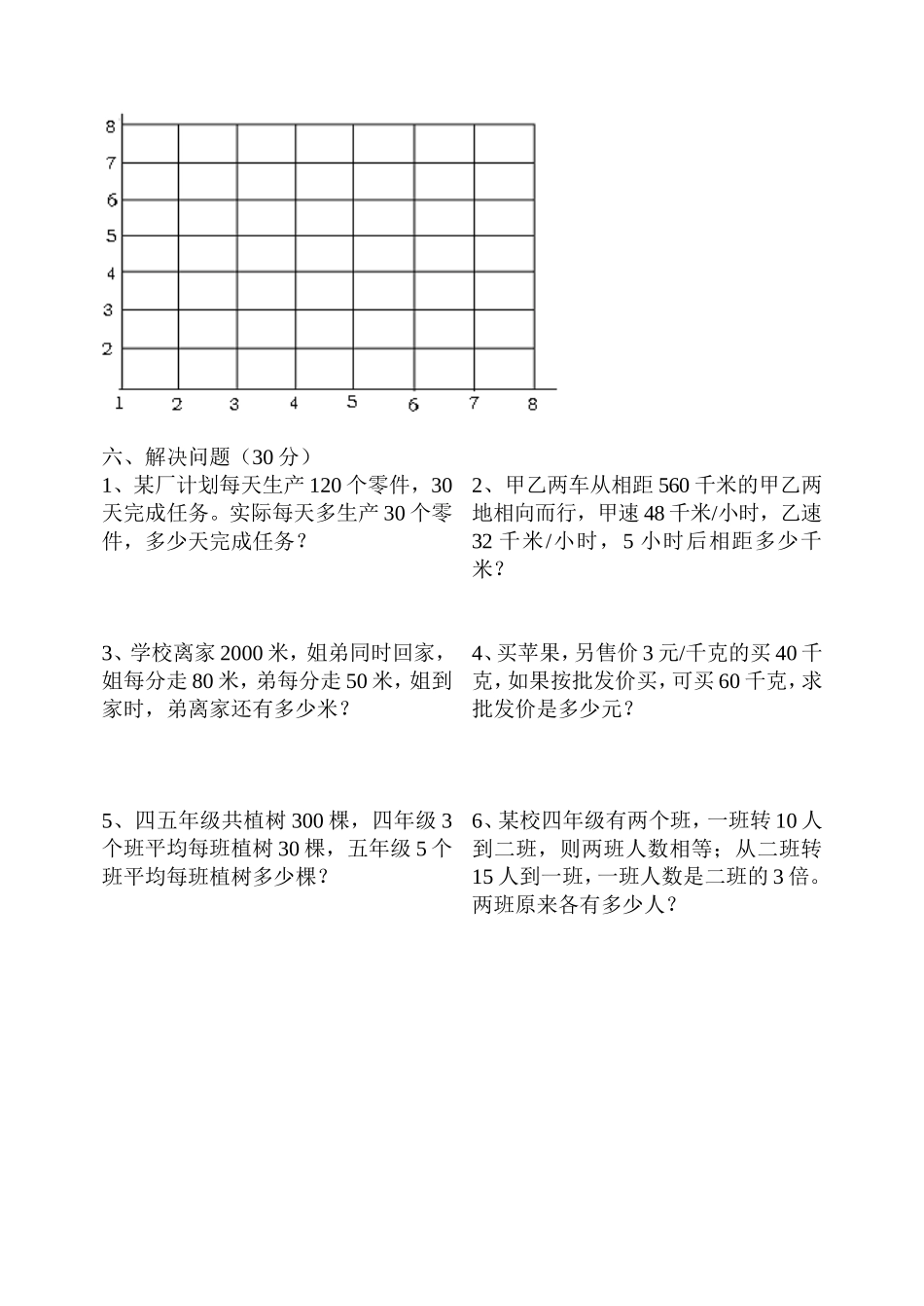 西师版小学数学8册综合练习题2_第3页