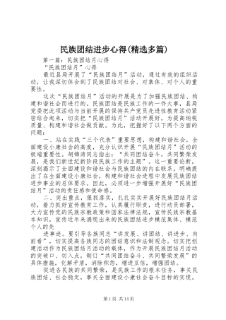 民族团结进步心得(精选多篇)