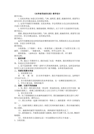 水和食用油的比较