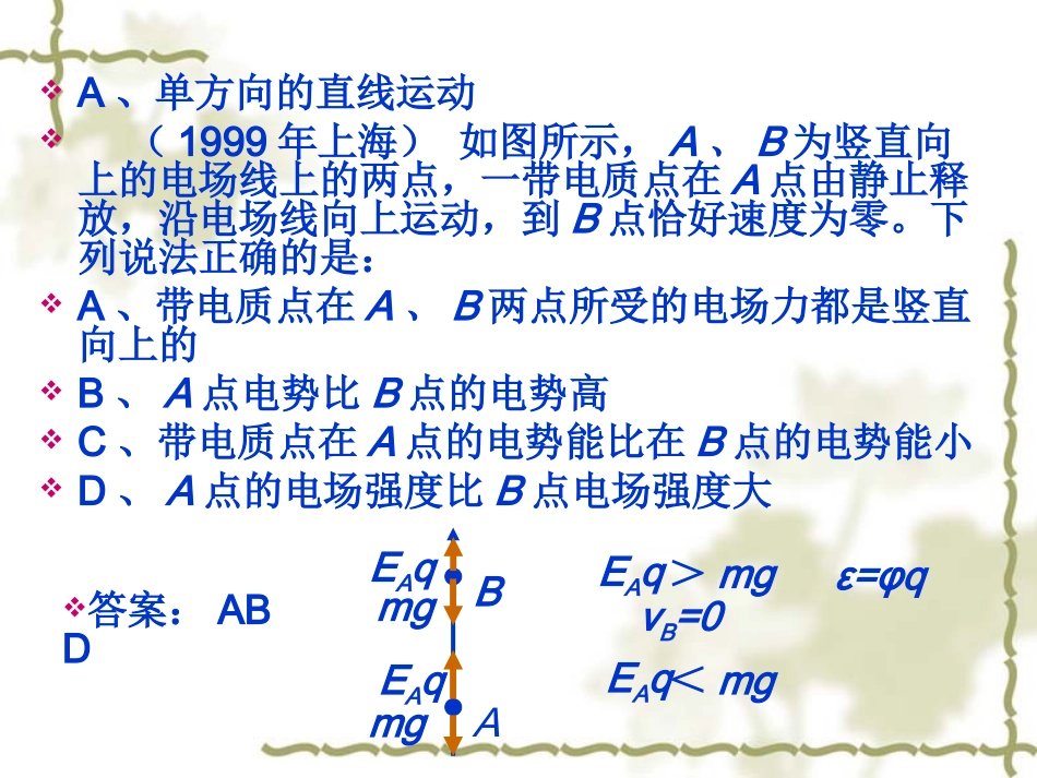 专题带电粒子在电场中的运动课件新人教选修_第1页
