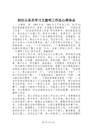 初任公务员学习文建明工作法心得体会