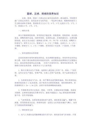 篮球、足球、排球的保养知识