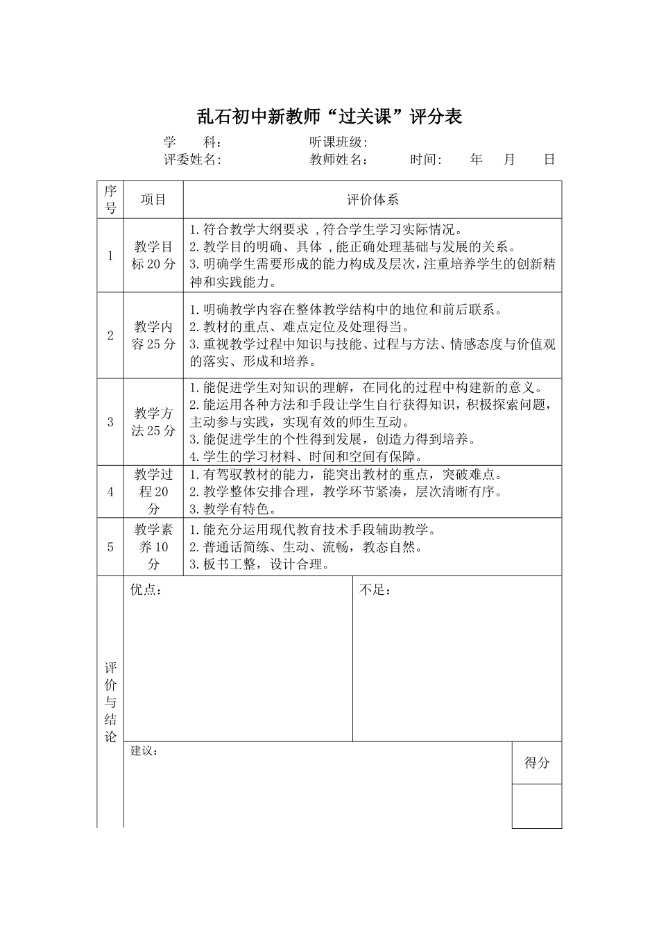 新进教师“过关课”评分表_第1页