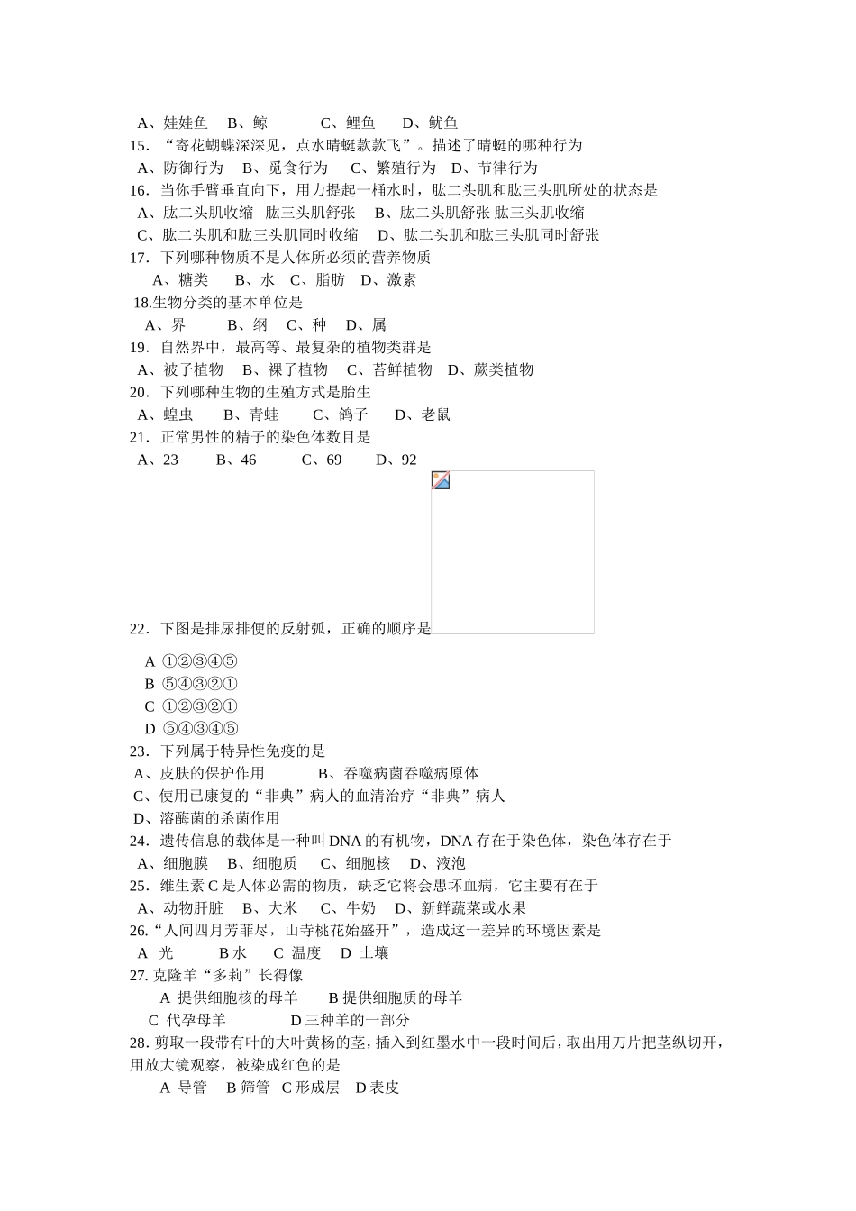 初中生物会考试题_第2页