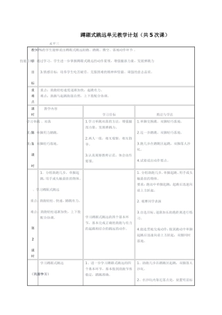蹲踞式跳远单元教学计划
