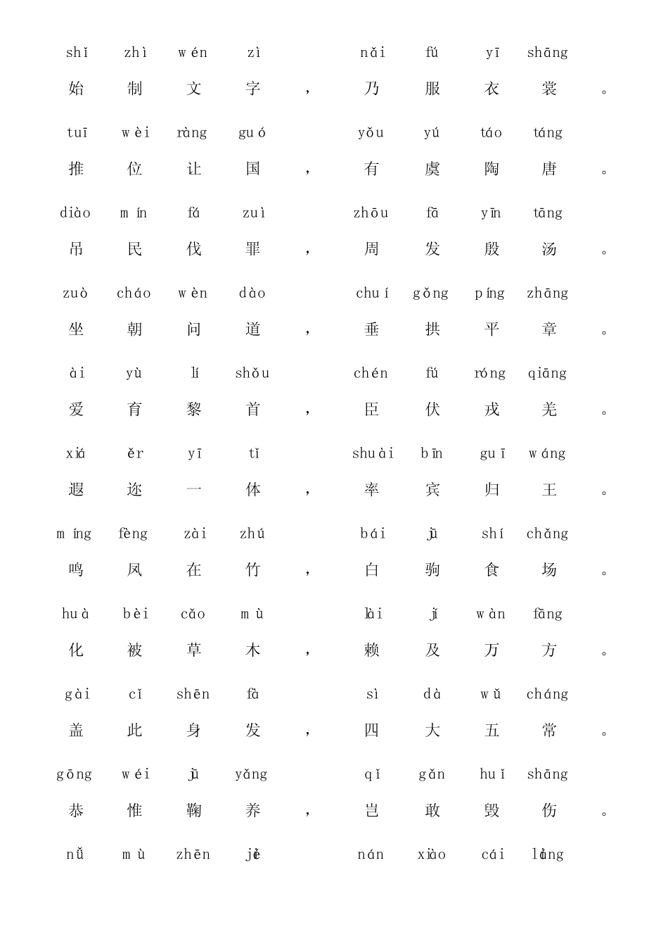 新《千字文》全文(带拼音) _第2页
