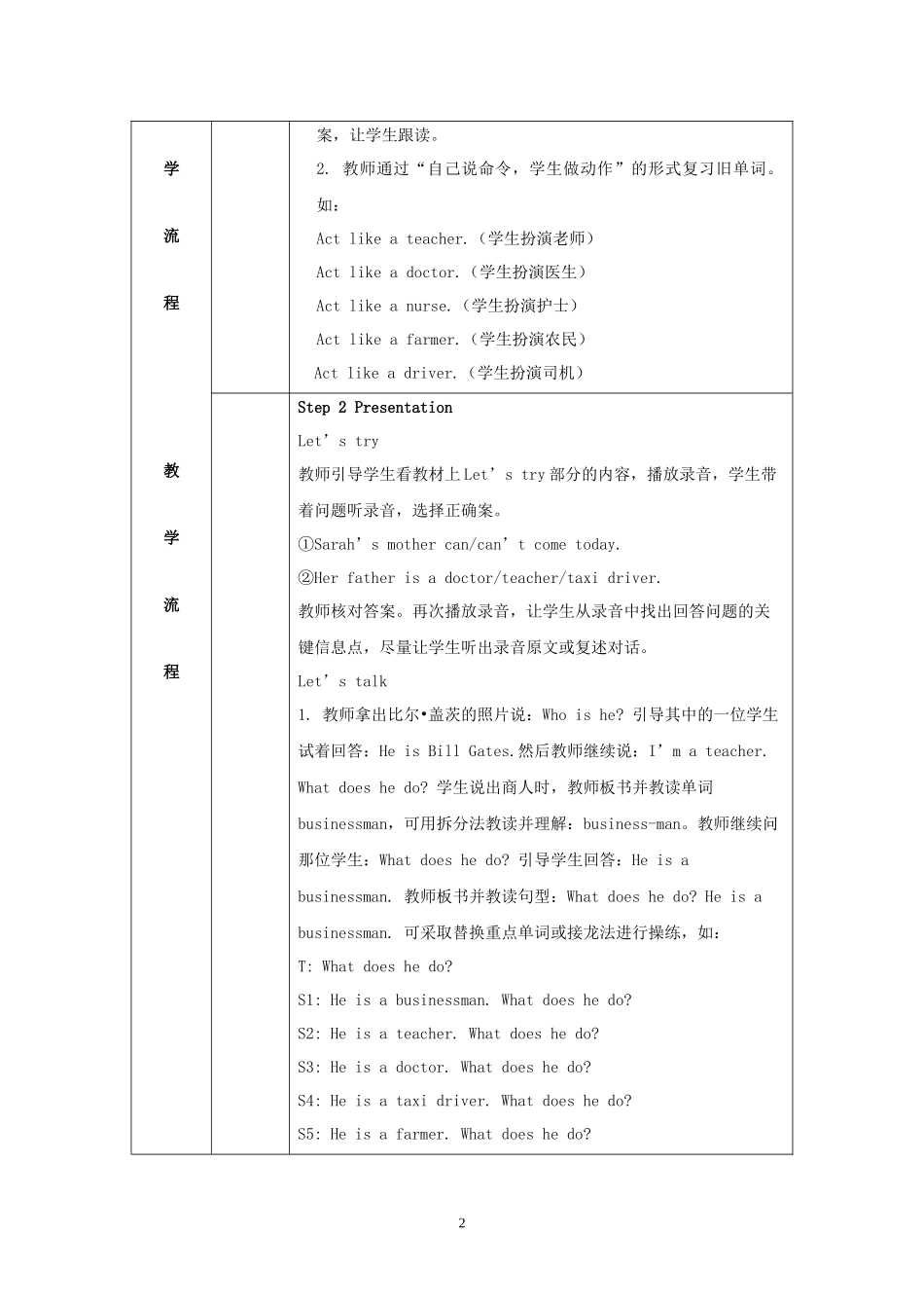 六年级英语上册Unit5第二课时教案_第2页
