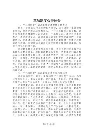 三项制度心得体会