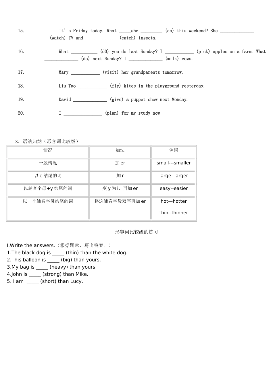 PEP小学英语一般将来时语法要点及习题_第3页