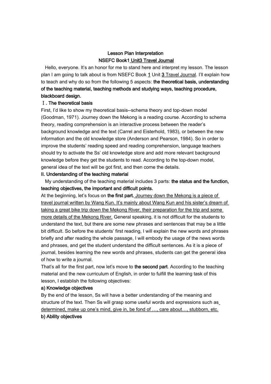 人教版_新课标版_高一英语_必修1_unit_3_说课稿_第1页