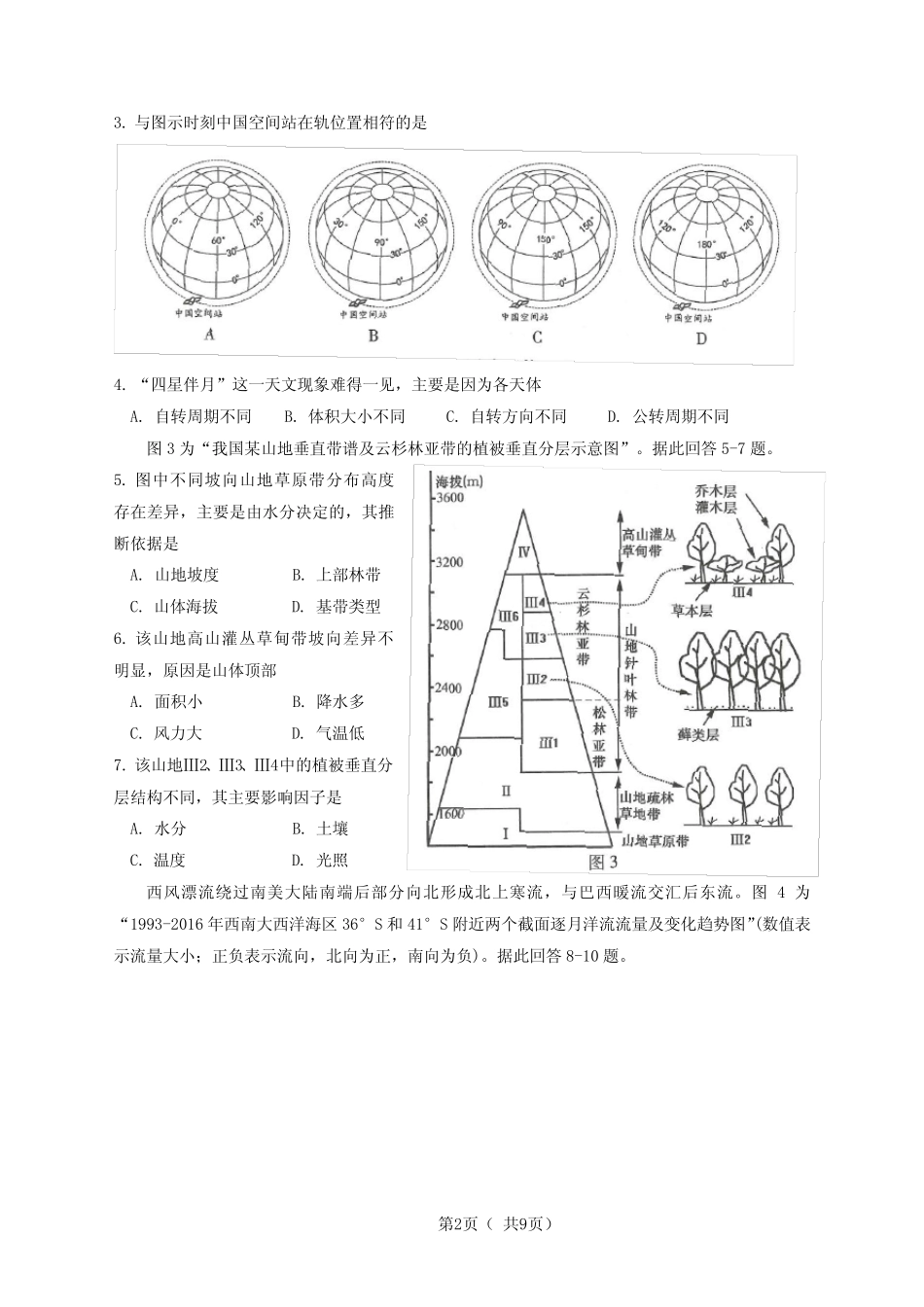 2023江苏高考地理试题 _第2页