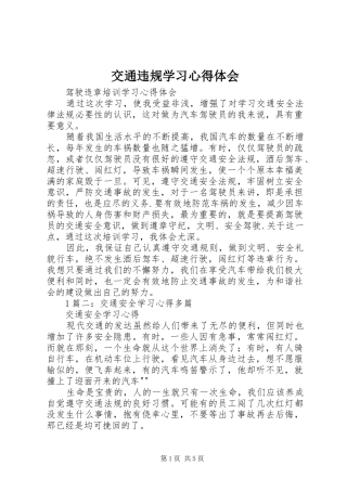 交通违规学习心得体会