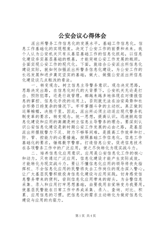 公安会议心得体会