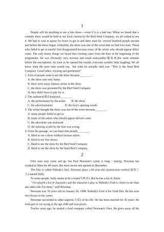 中考阅读理解专项训练