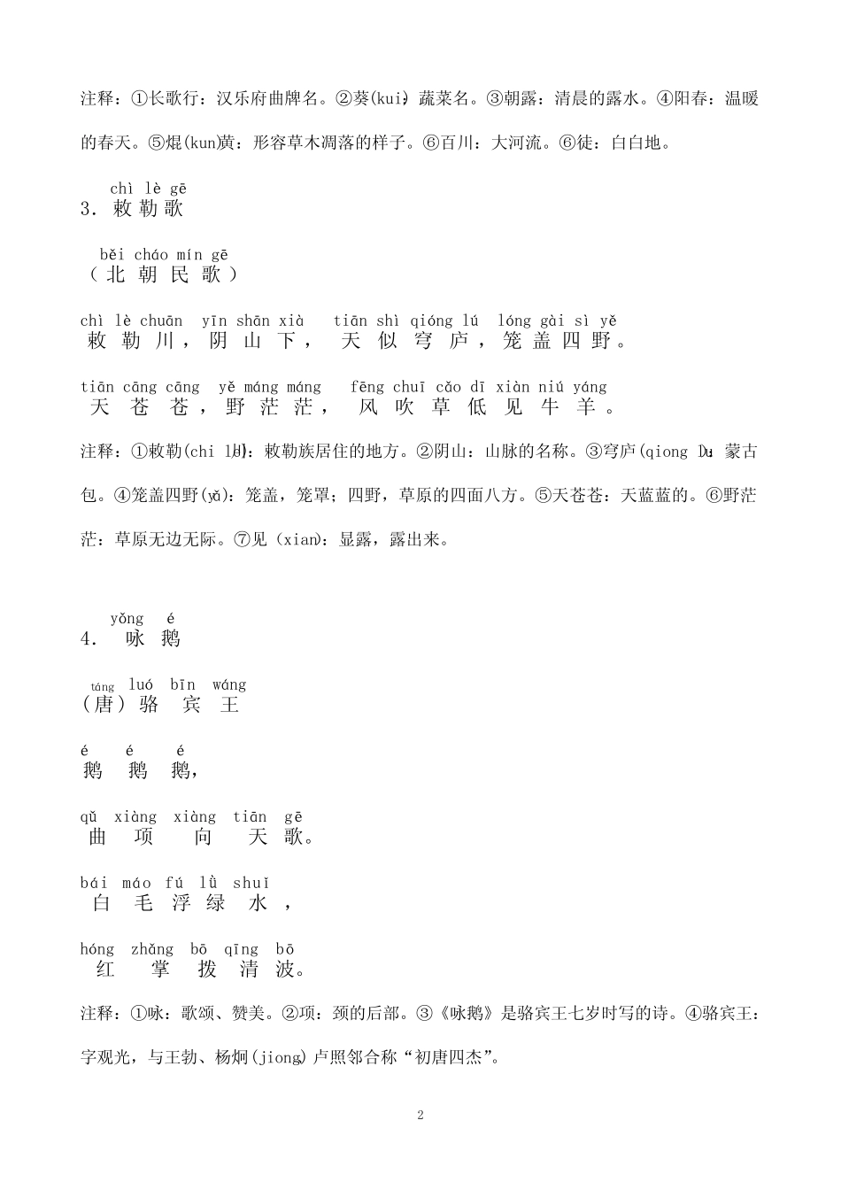 (完整版)人教新课标-小学生必背古诗75首-注音注释版 _第2页