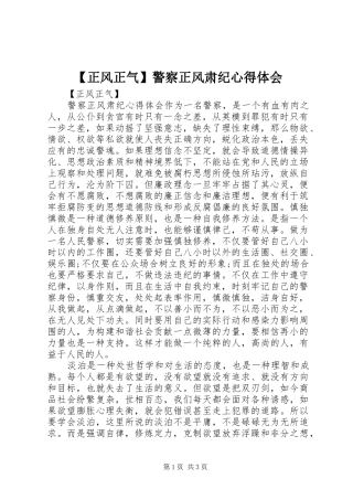 【正风正气】警察正风肃纪心得体会