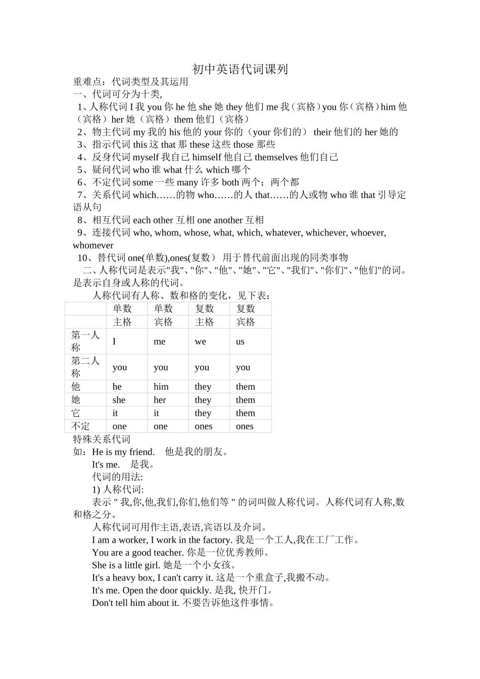 初中英语代词课列_第1页