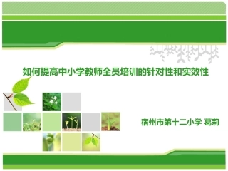 如何提高中小学教师全员培训的针对性和实效性