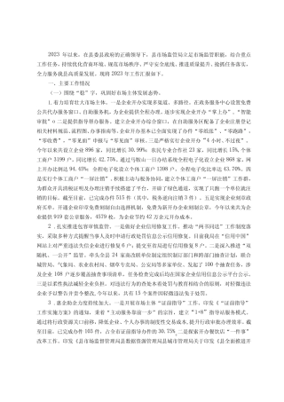 县市场监督管理局2023年工作总结 