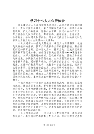 学习十七大大心得体会