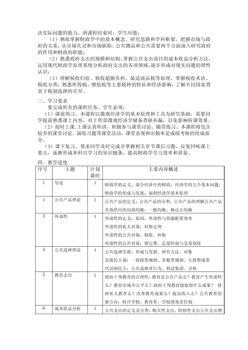 《财政学》课程教学大纲 _第2页
