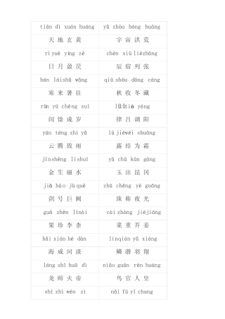 千字文拼音 