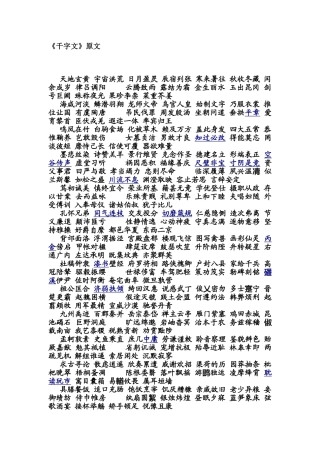 《千字文》原文