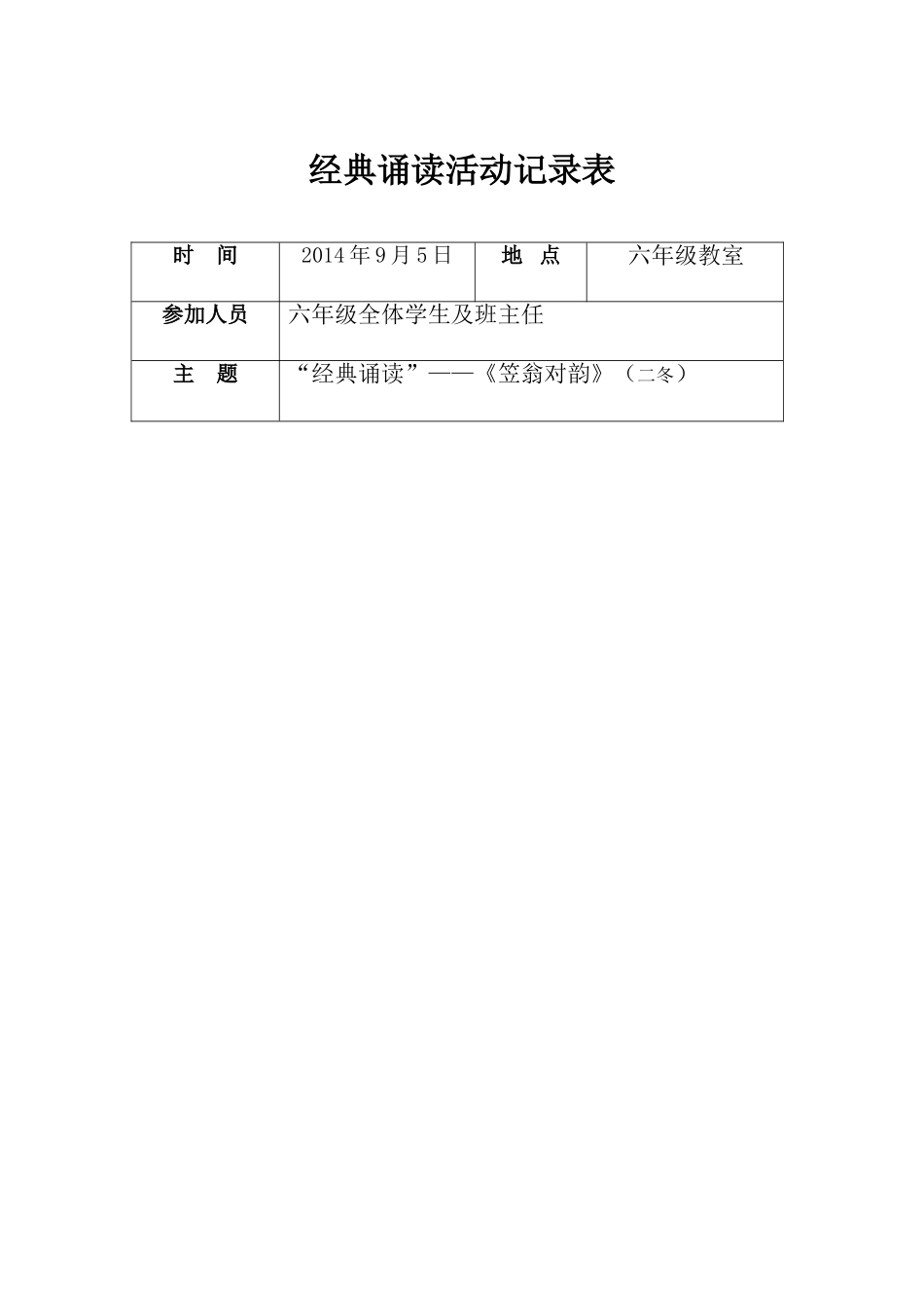 经典诵读活动记录表_第2页