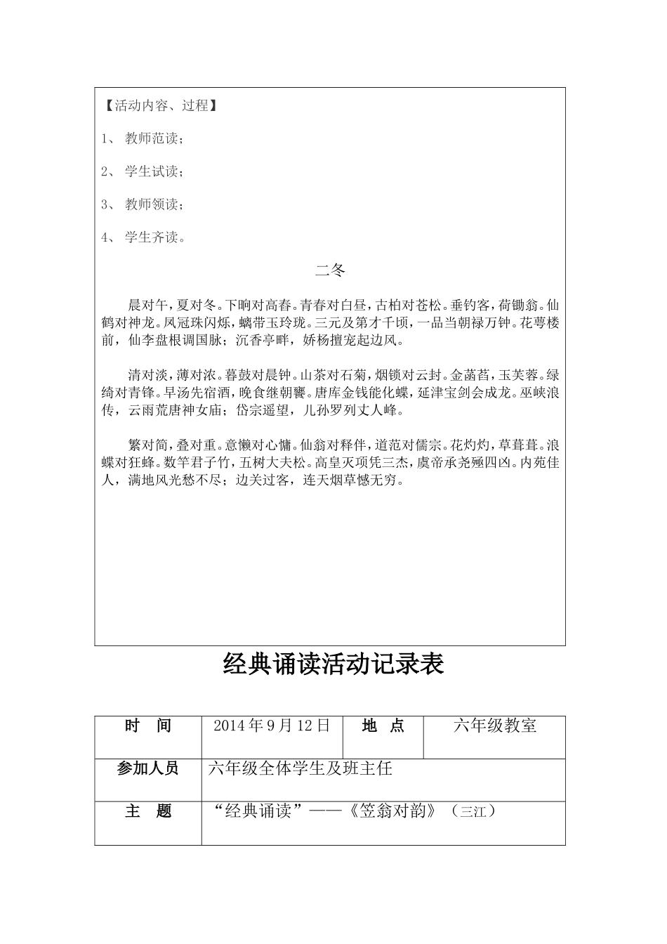 经典诵读活动记录表_第3页