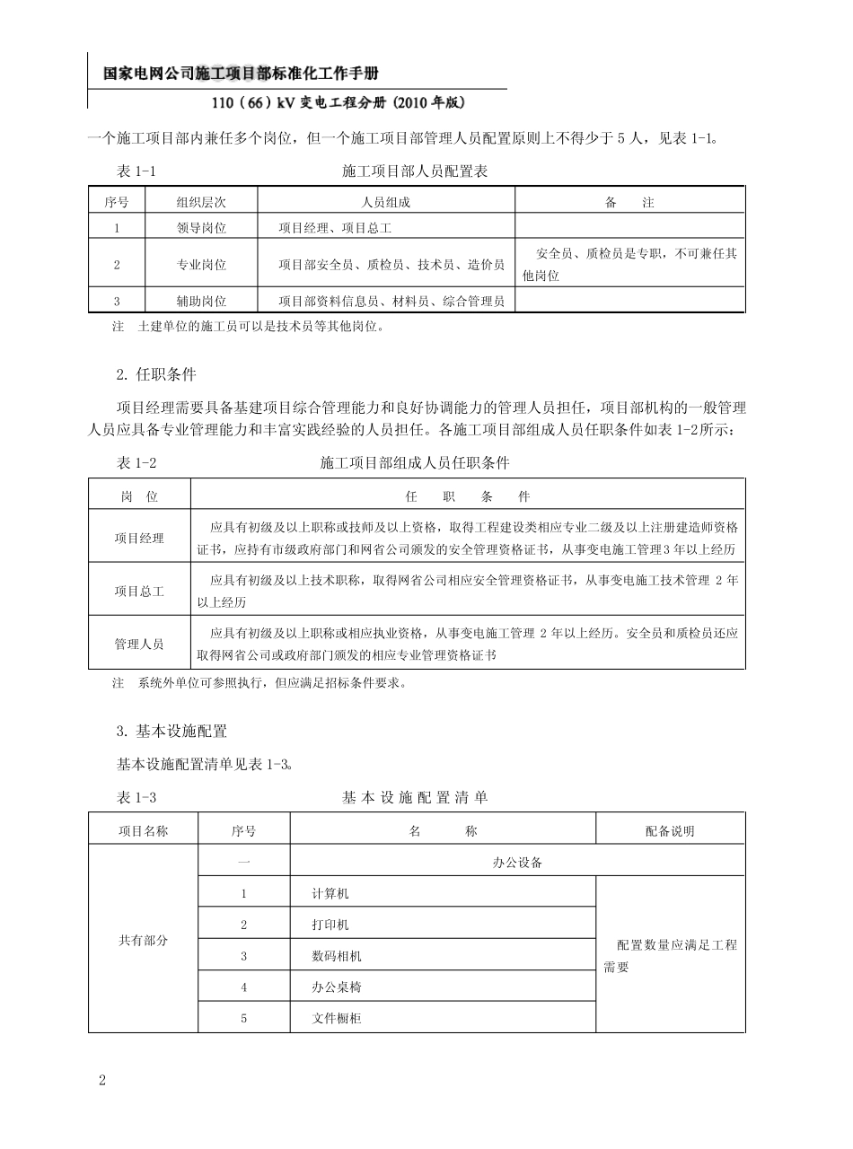 国家电网公司施工项目部标准化工作手册 千伏变电工程分册 _图文_第2页