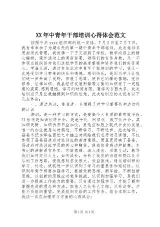 XX年中青年干部培训心得体会范文