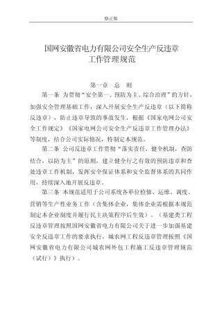 4.6 国网安徽省电力有限公司安全生产反违章工作管理规范(皖电安监〔20