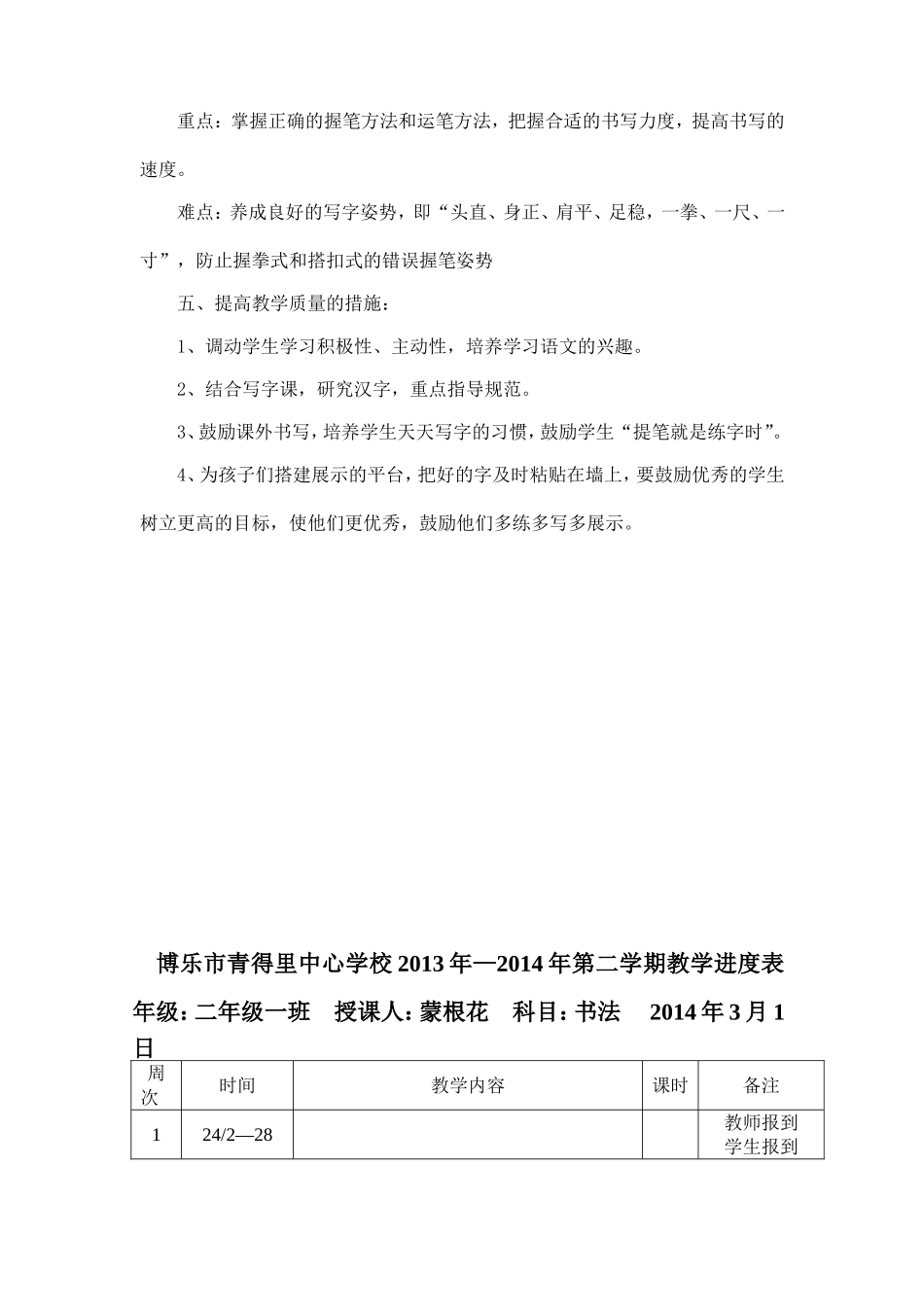 2013-2014第二学期书法教学计划及进度_第3页