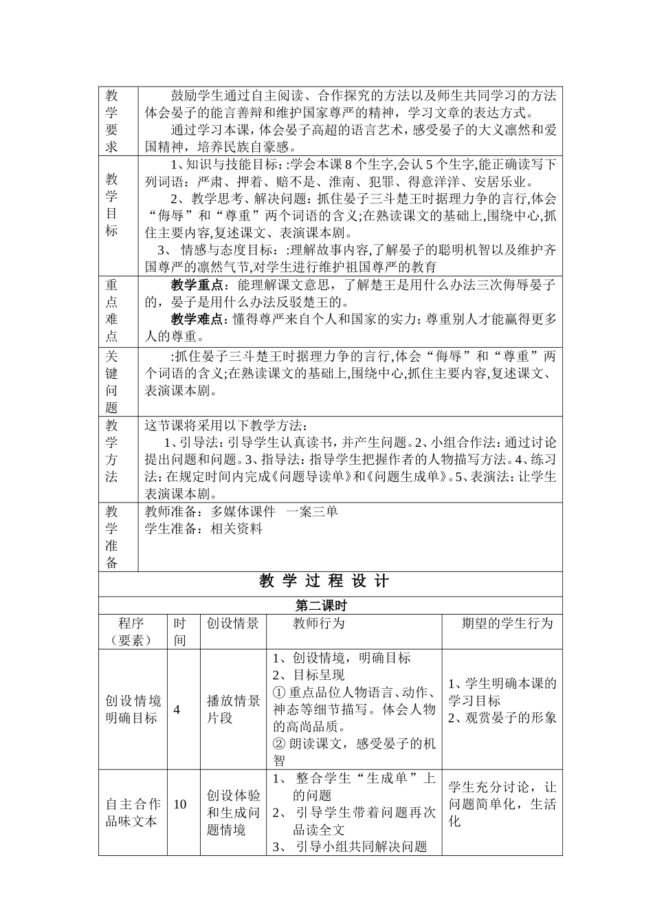 晏子使楚教案1_第2页