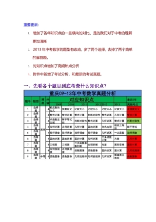 中考题型结构分析