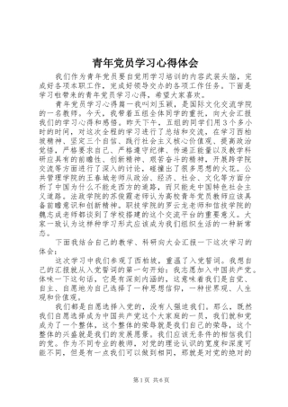青年党员学习心得体会