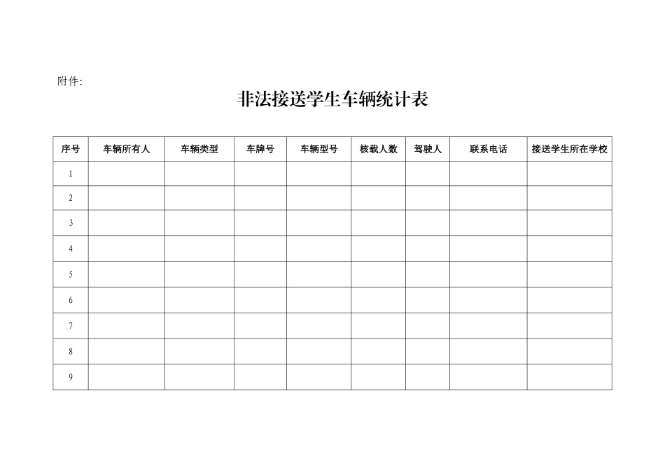 非法接送学生车辆统计表_第1页