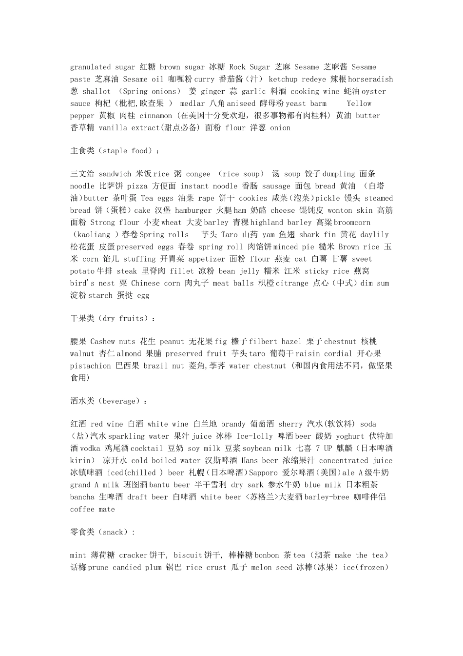 几乎所有食物的英文翻译_第2页