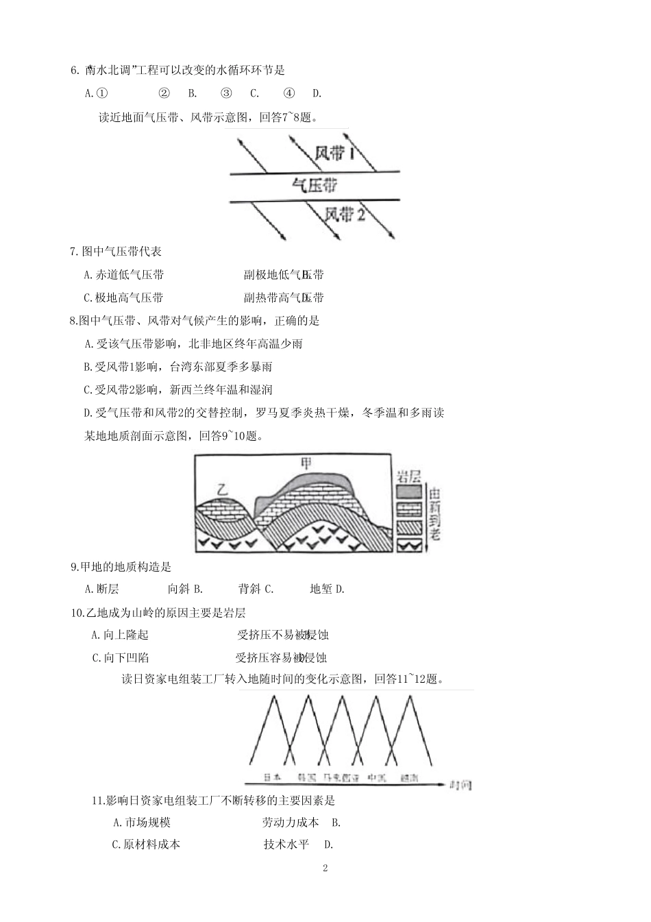 内蒙古自治区2021-2022学年普通高中学业水平考试(高二会考)地理试题_第2页