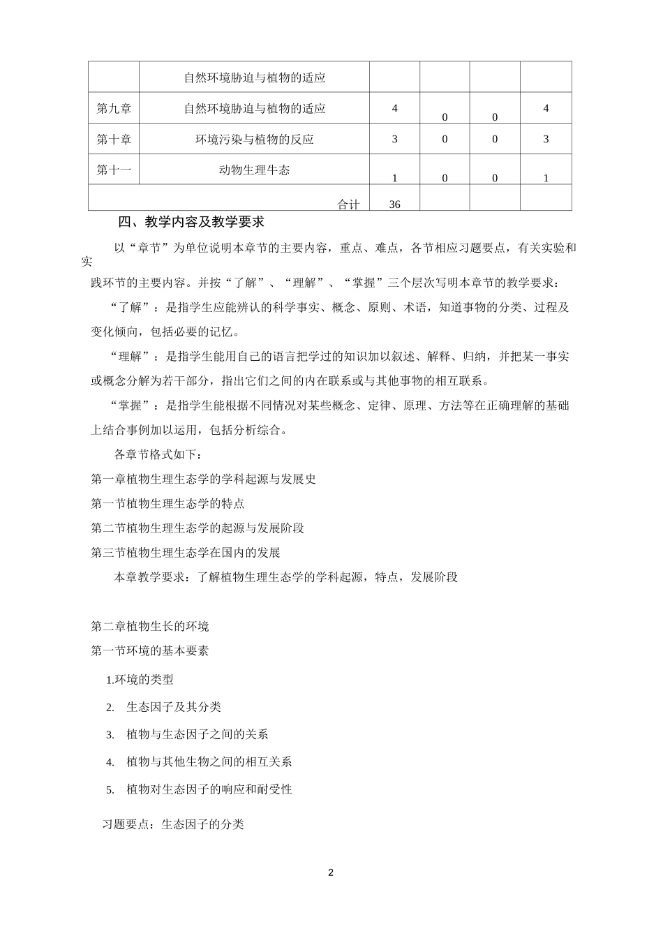 《生理生态学》教学大纲_第2页