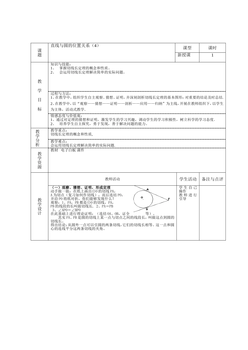 切线长定理(教案)_第2页