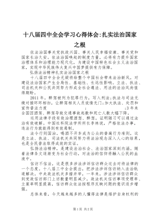 十八届四中全会学习心得体会-扎实法治国家之根