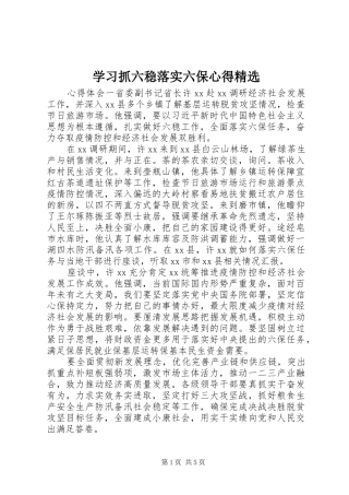 学习抓六稳落实六保心得精选