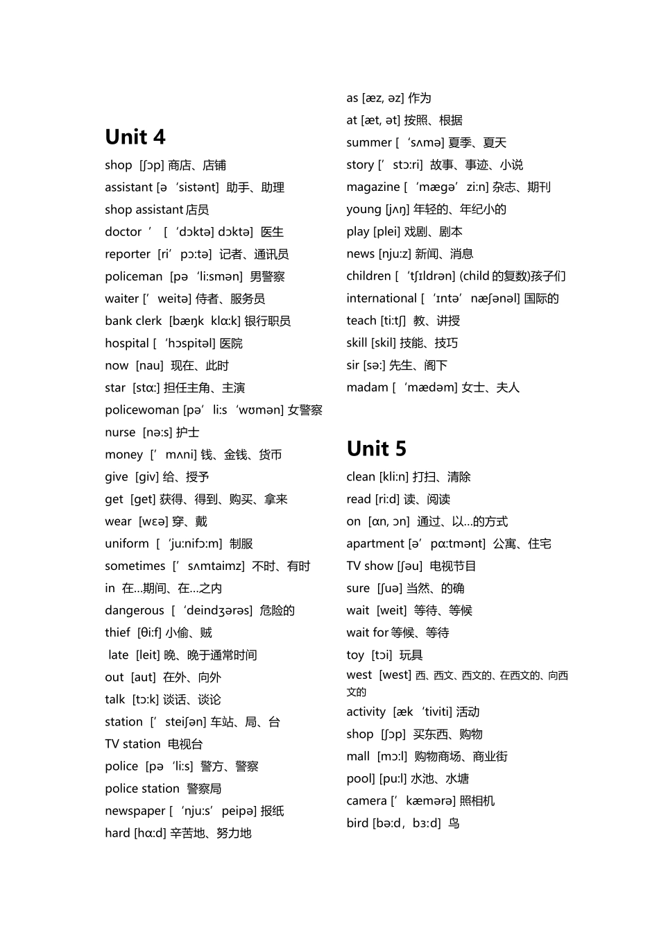 人教版七年级下册英语单词表(适合打印)_第3页